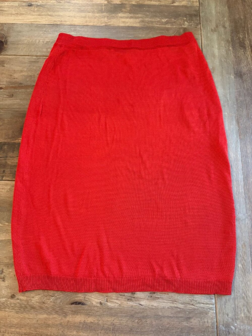 Bill Blass Knit Women's L Red Rayon Pencil Skirt Pull-On